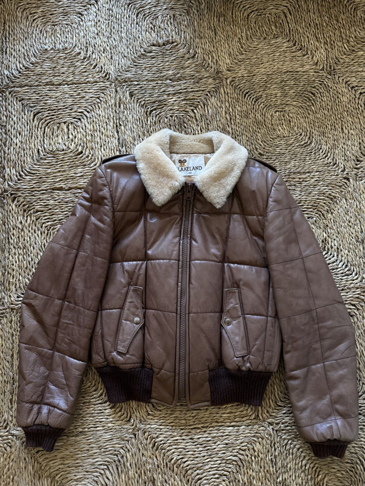 Designer × Vintage 70s Vintage Leather and shearling bomber Size US L / EU 52-54 / 3 - 1 Thumbnail