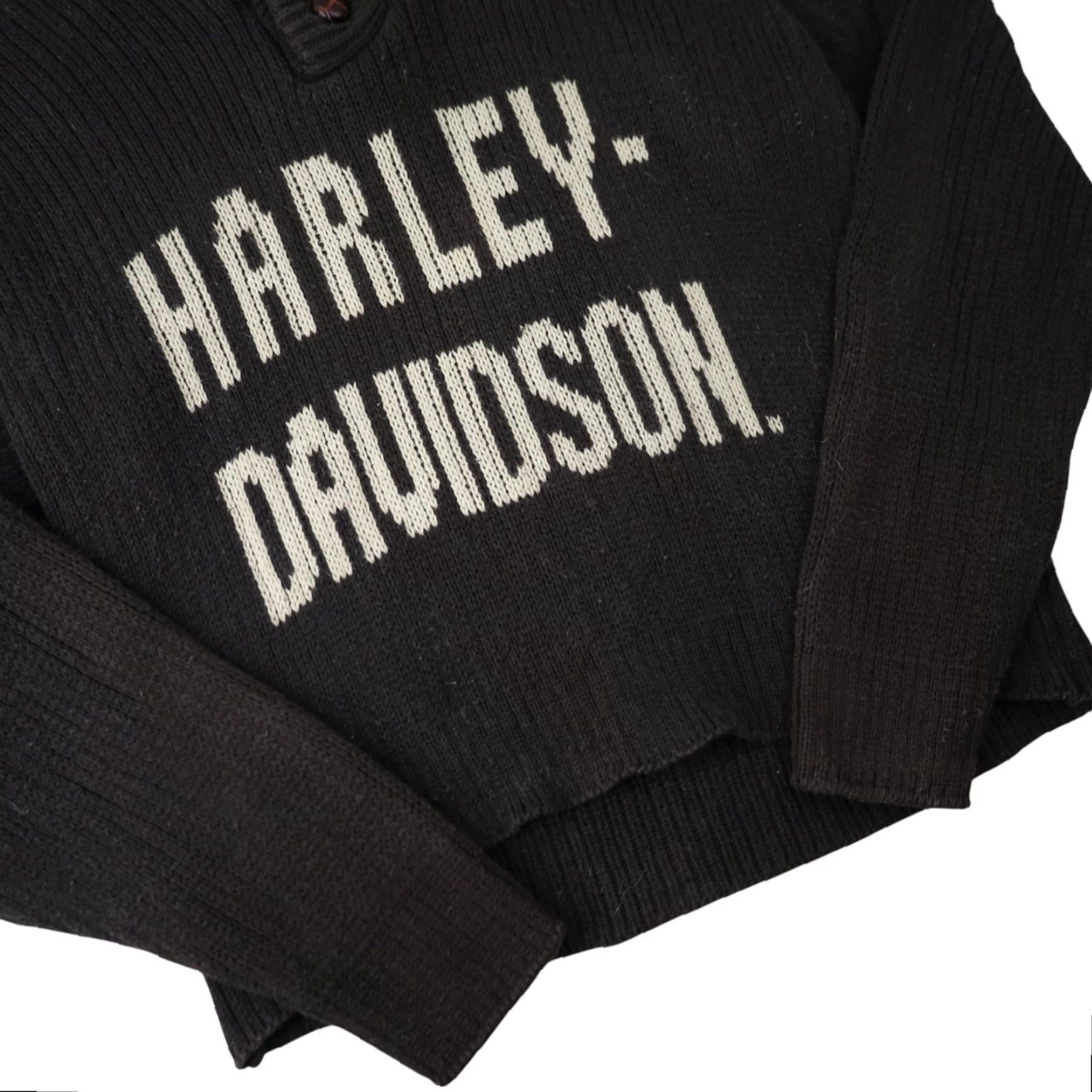 Harley Davidson VINTAGE Harley Davidson Womens Medium Knit Spellout Cowl Sweater Gray Size M / US 6-8 / IT 42-44 - 3 Thumbnail
