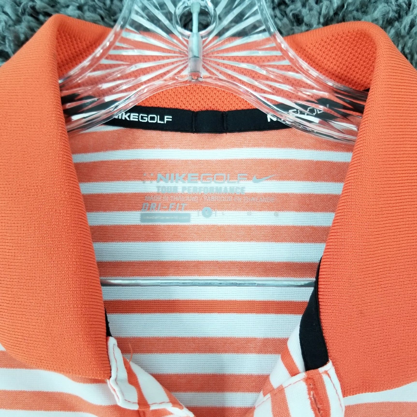 Nike NIKE GOLF Orange Striped Polo Shirt Short Sleeve Activewear Men’s Size L Size US L / EU 52-54 / 3 - 4 Thumbnail