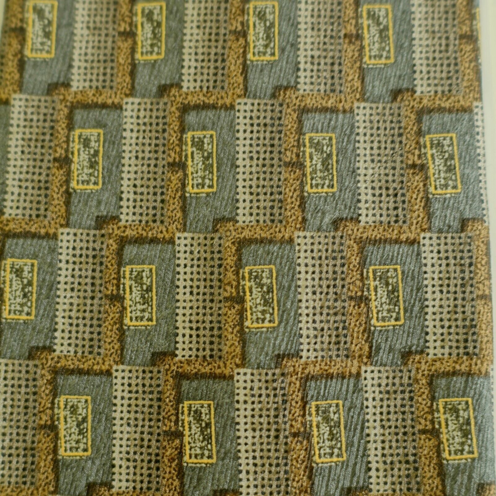 Designer Louis Roth Green Brown Metallic Print Wide Silk Tie Size ONE SIZE - 2 Thumbnail