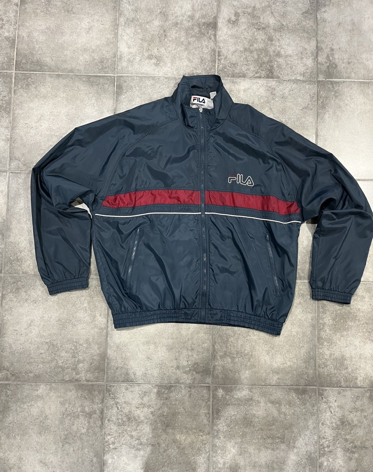 Fila Vintage FILA Windbreaker Nylon Navy Blue Full Zip-Up Jacket Size US XXL / EU 58 / 5 - 1 Thumbnail