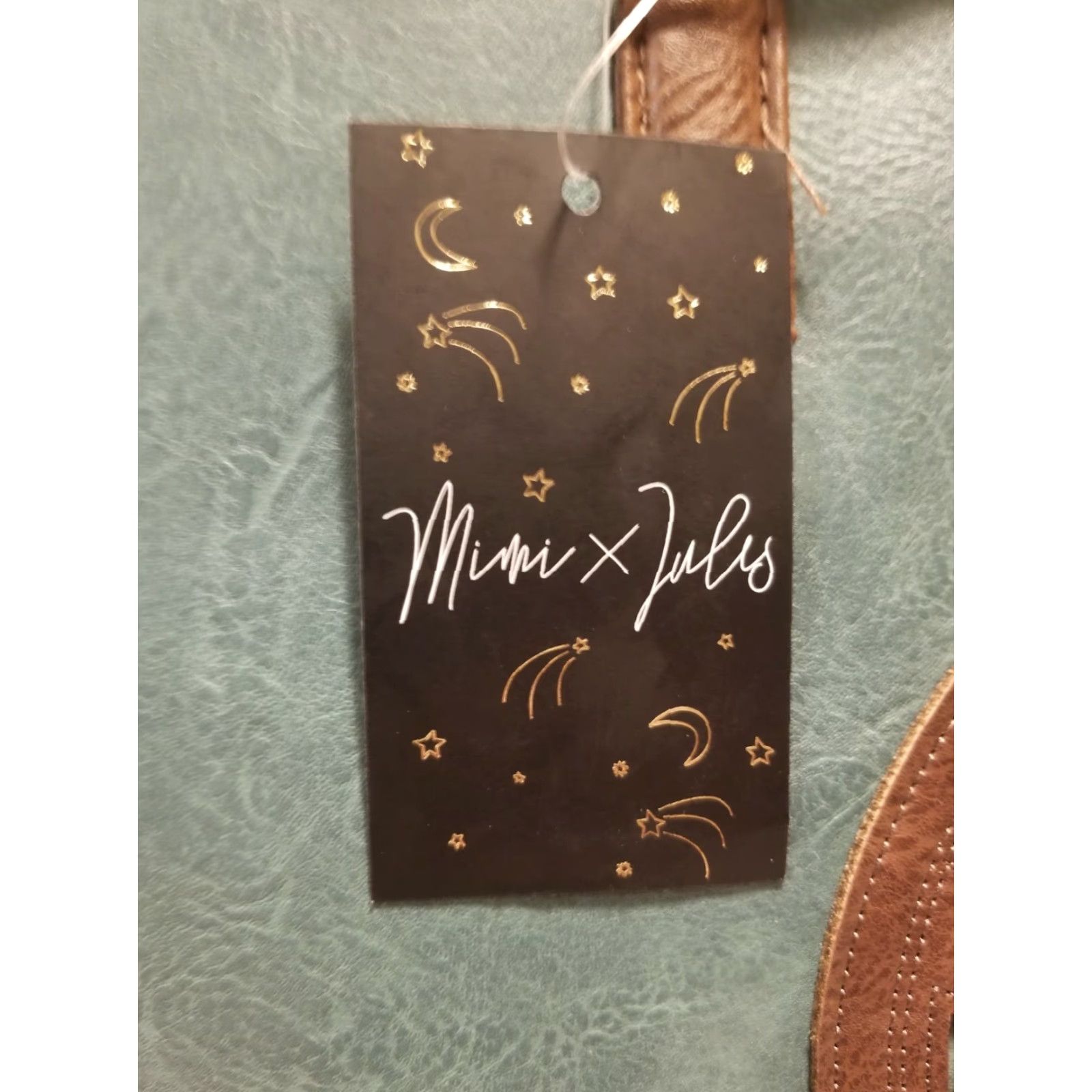 Vintage Mimi & Jules Teal Shoulder Bag with Brown Medallion - Medium Faux Leather Women's Purse NWT Size ONE SIZE - 4 Thumbnail
