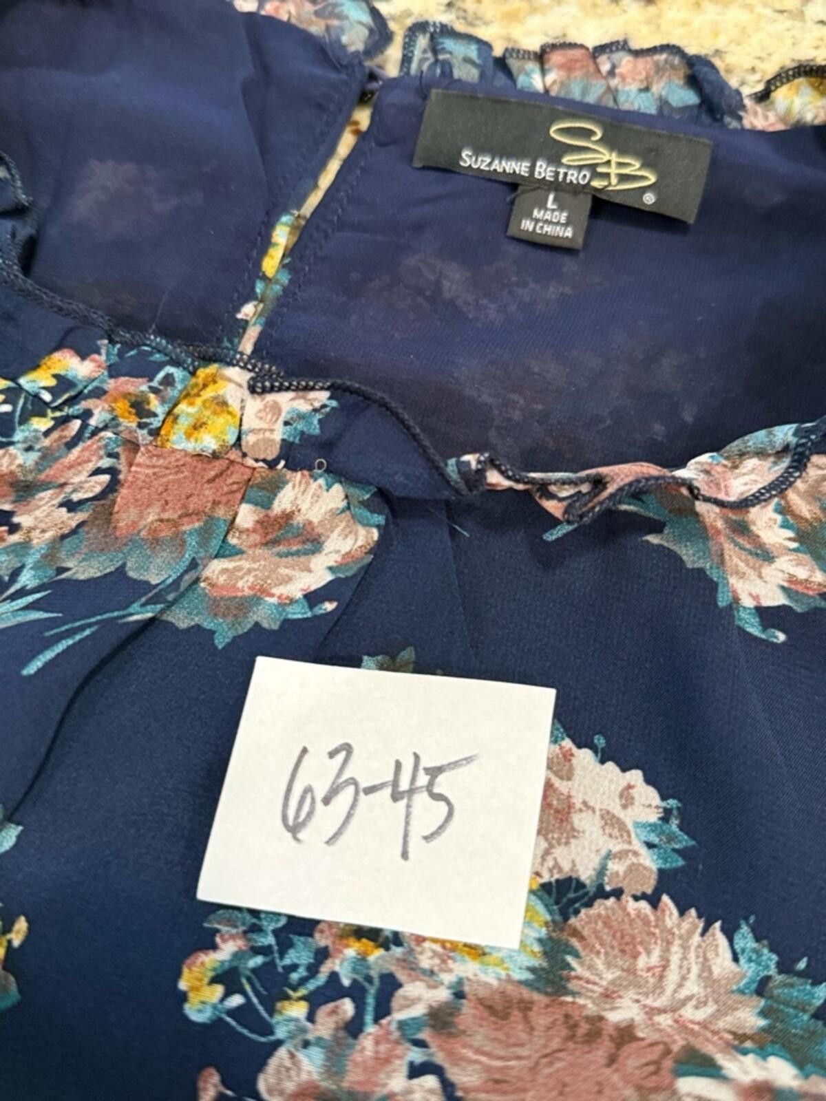 Other Suzanne Betro tunic top blue multicolor floral lace SZ LG Size L / US 10 / IT 46 - 12 Thumbnail