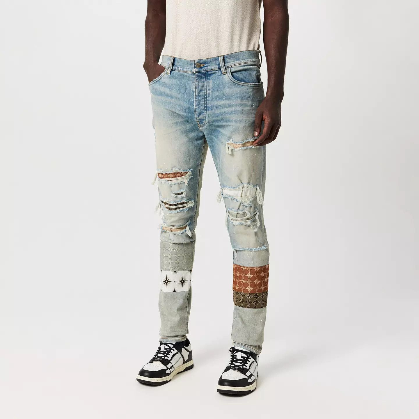 Amiri o1g2r1mq0426 Distressed Skinny Jeans in Antique Indigo Size US 34 / EU 50 - 3 Thumbnail