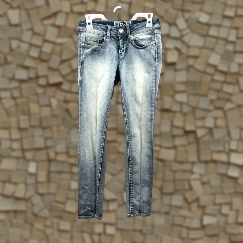 Denime SO Jeans Skinny - Denim Jeans - Juniors Size 3 - Blue Dark Wash - Mid Rise - 5-Pocket - Cotton - Belt Loops - Womens Size 26" / US 2 / IT 38 - 1 Thumbnail