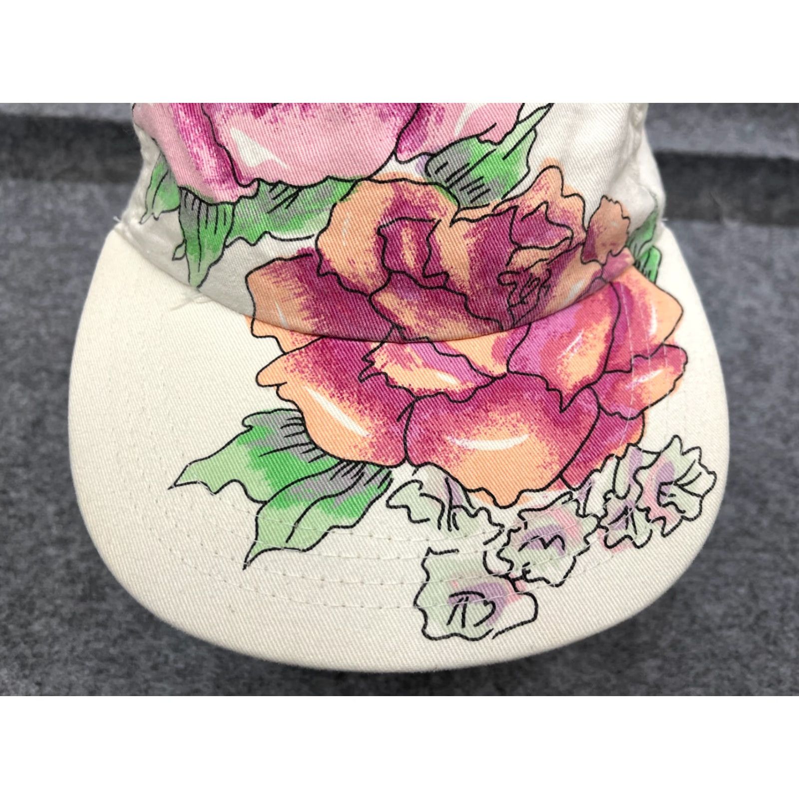 Pinko Hat Cap Fitted Womens One Size Pink White Floral 100% Cotton Elastic Back Size ONE SIZE - 3 Thumbnail