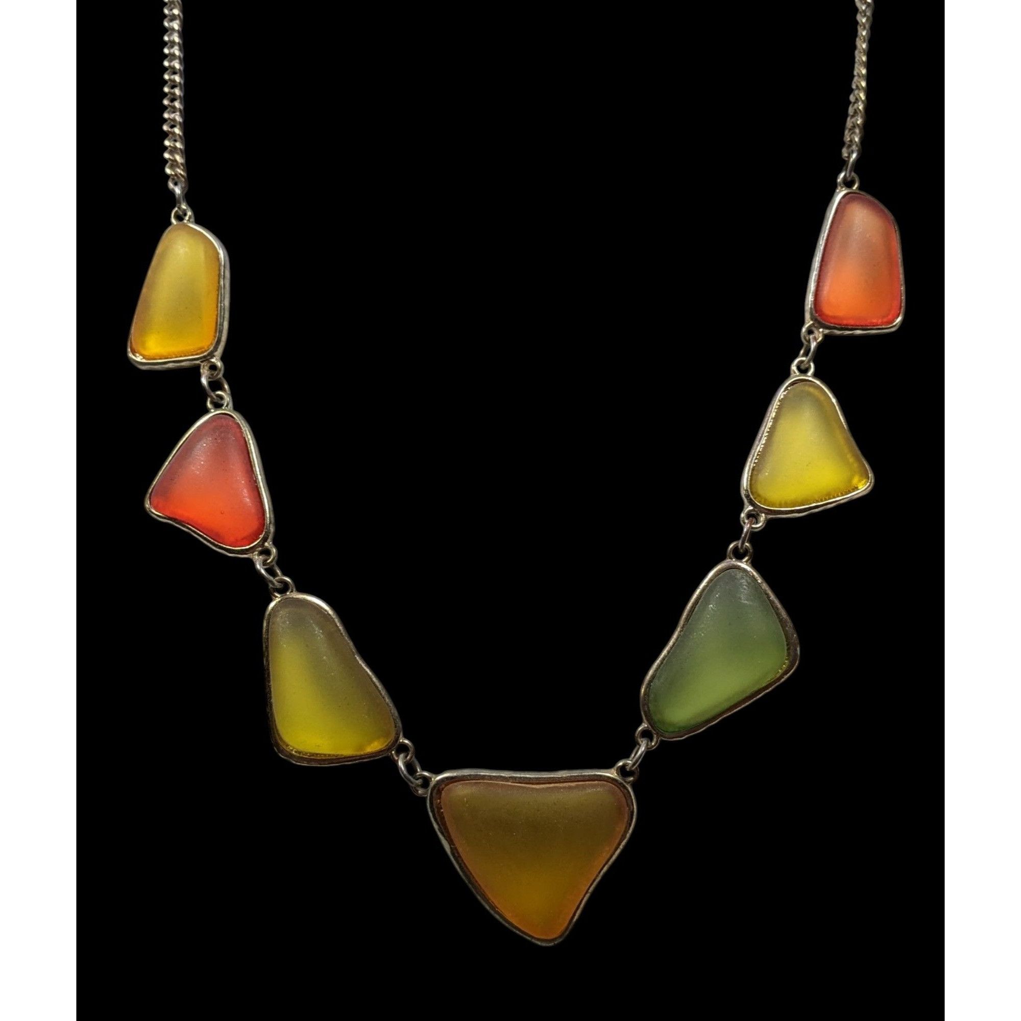 Other Vintage Retro Frosted Glass Gemmed Necklace Size ONE SIZE - 2 Thumbnail