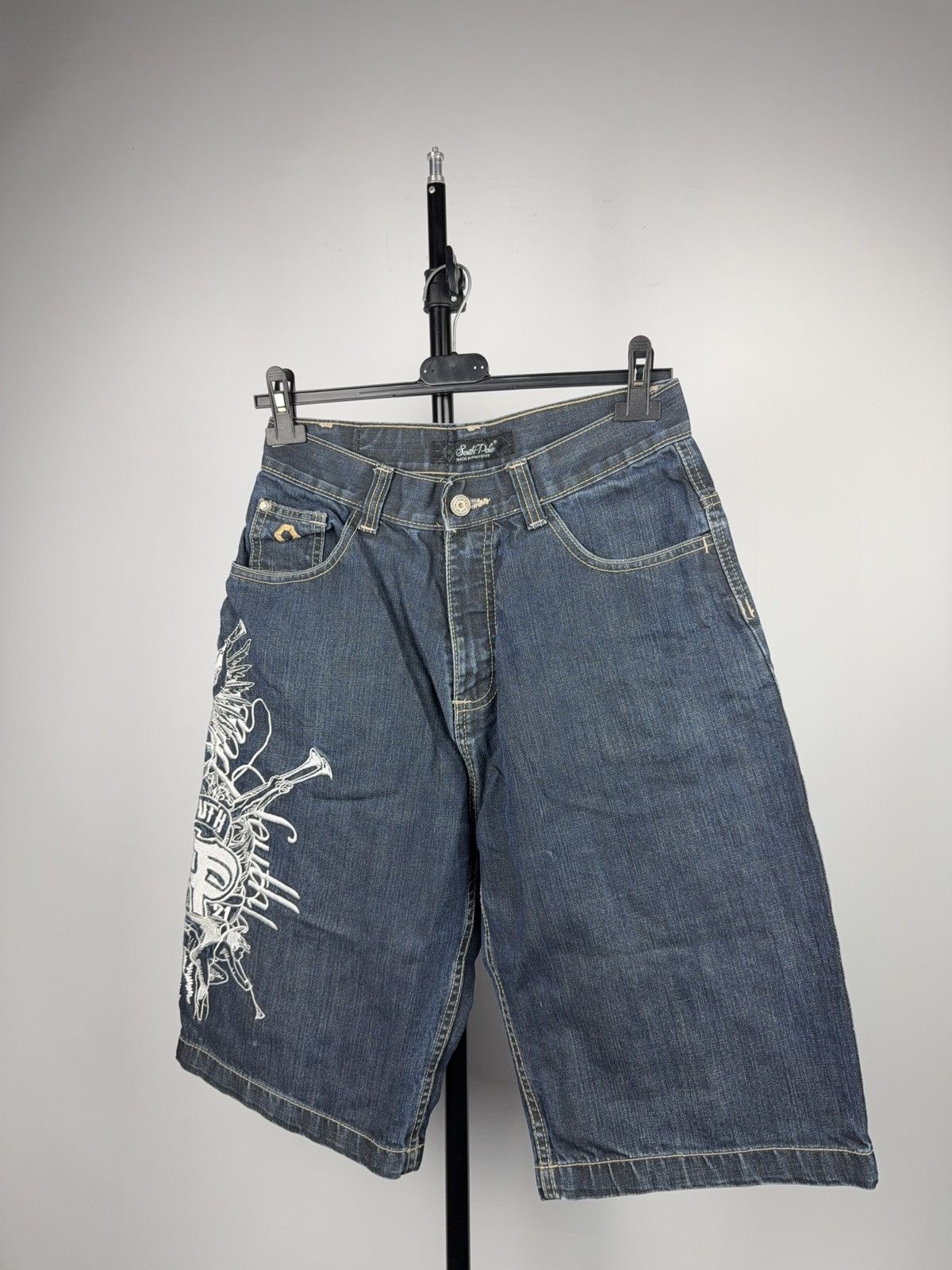 Southpole Crazy 00s South Pole Y2K Embroidered Denim Shorts Size 28 Size 28" / US 6 / IT 42 - 2 Thumbnail
