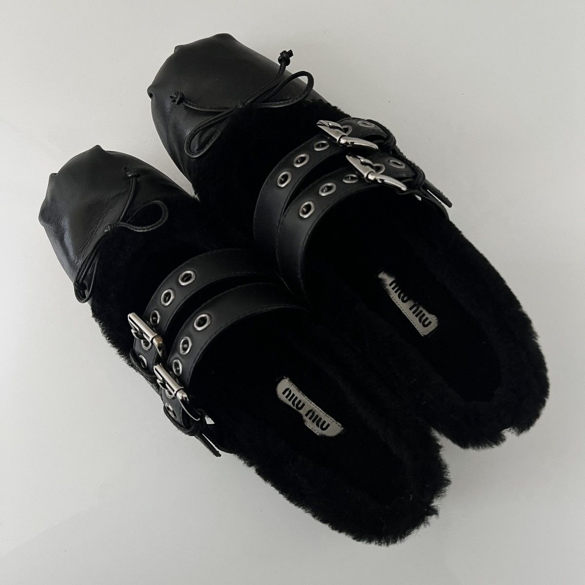 Miu Miu Miu Miu Nappa Leather Belted Fur Ballet Flats Size US 7.5 / IT 37.5 - 6 Thumbnail