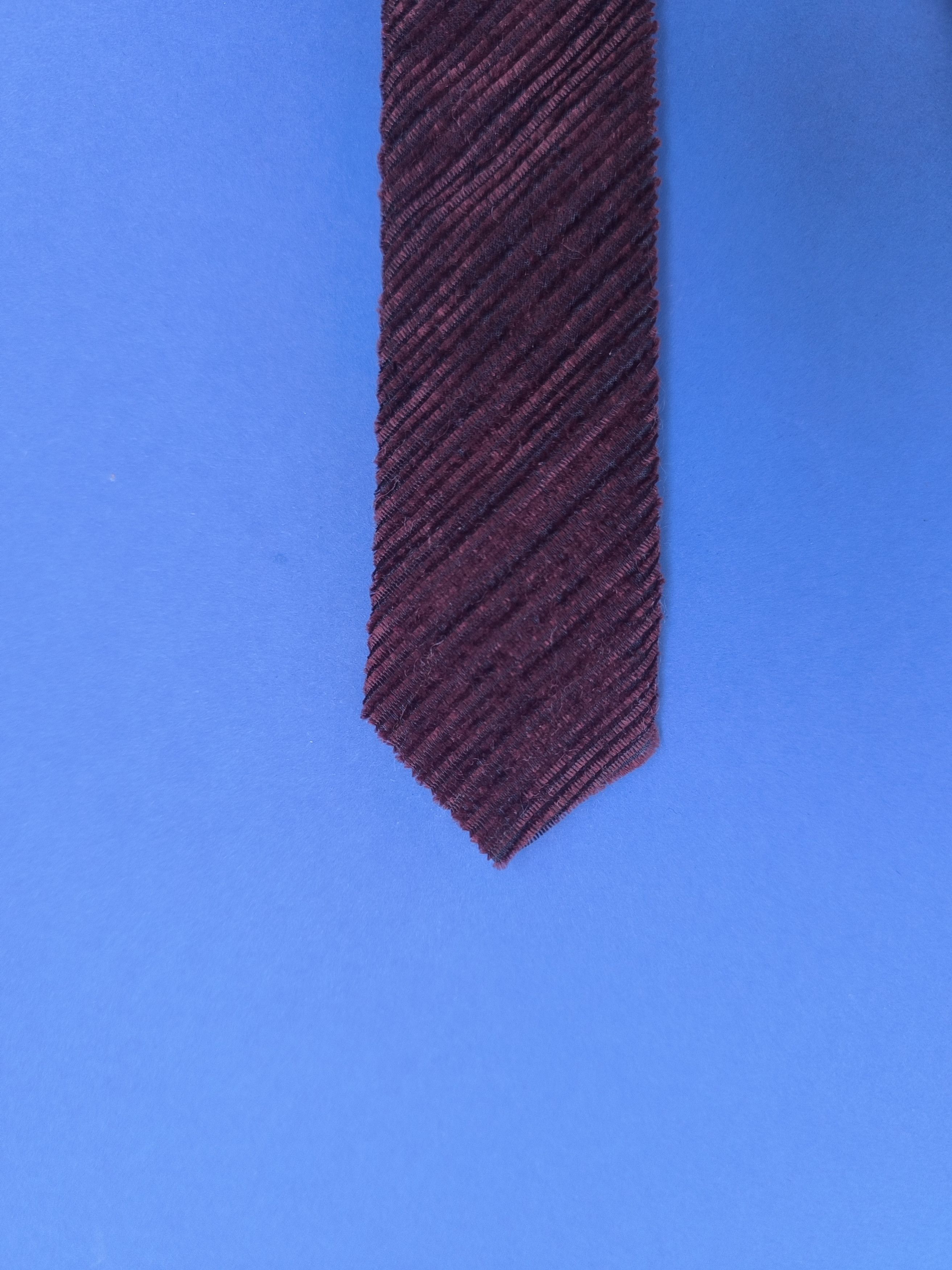 Dolce & Gabbana Dolce & Gabbana Brown Burgundy Ribbed Silk Cotton Men's Tie Size ONE SIZE - 12 Thumbnail
