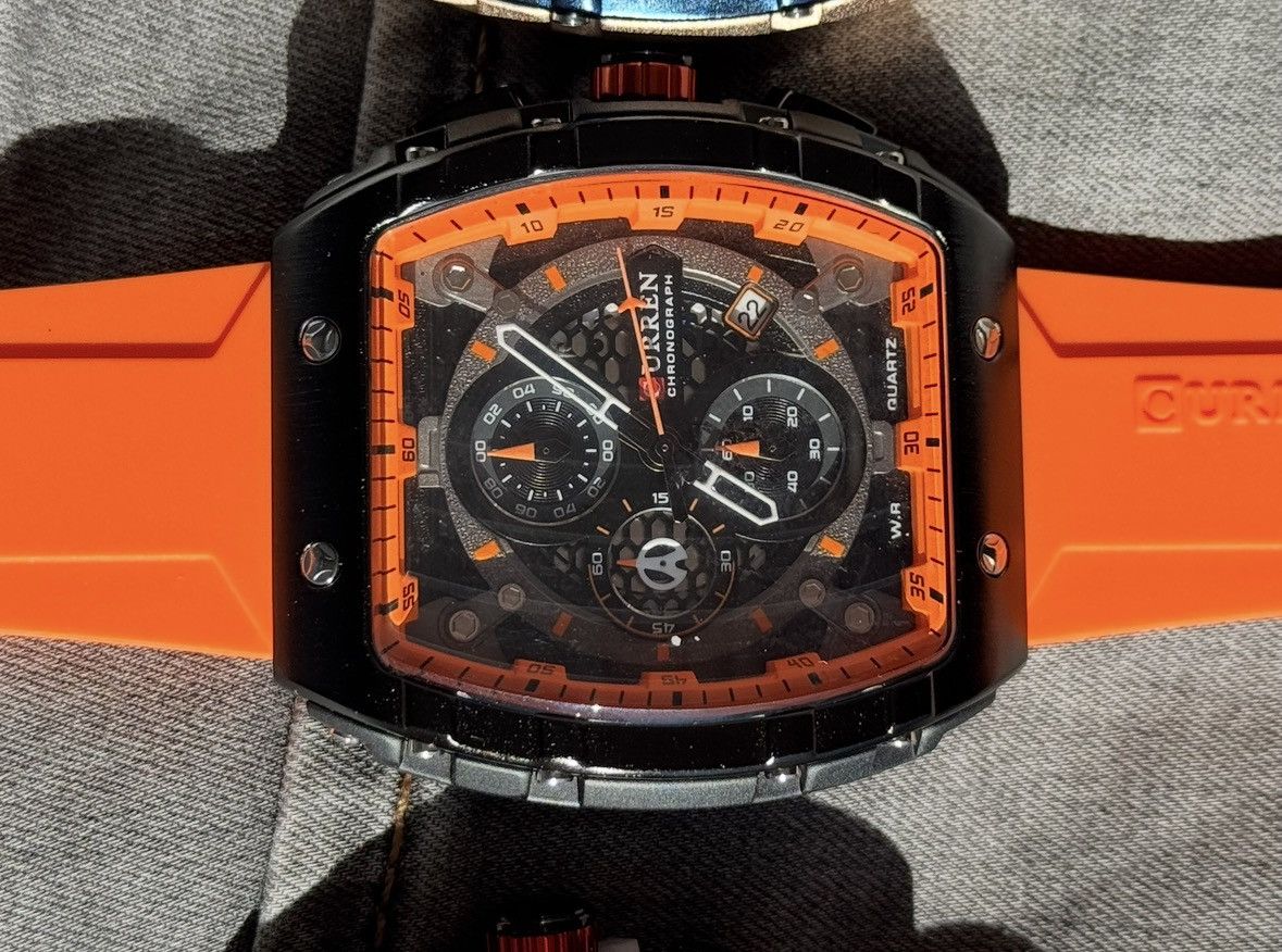 Curren Chronograph Orange Men's Sport Wristwatch Quartz Brand New Size ONE SIZE - 4 Thumbnail