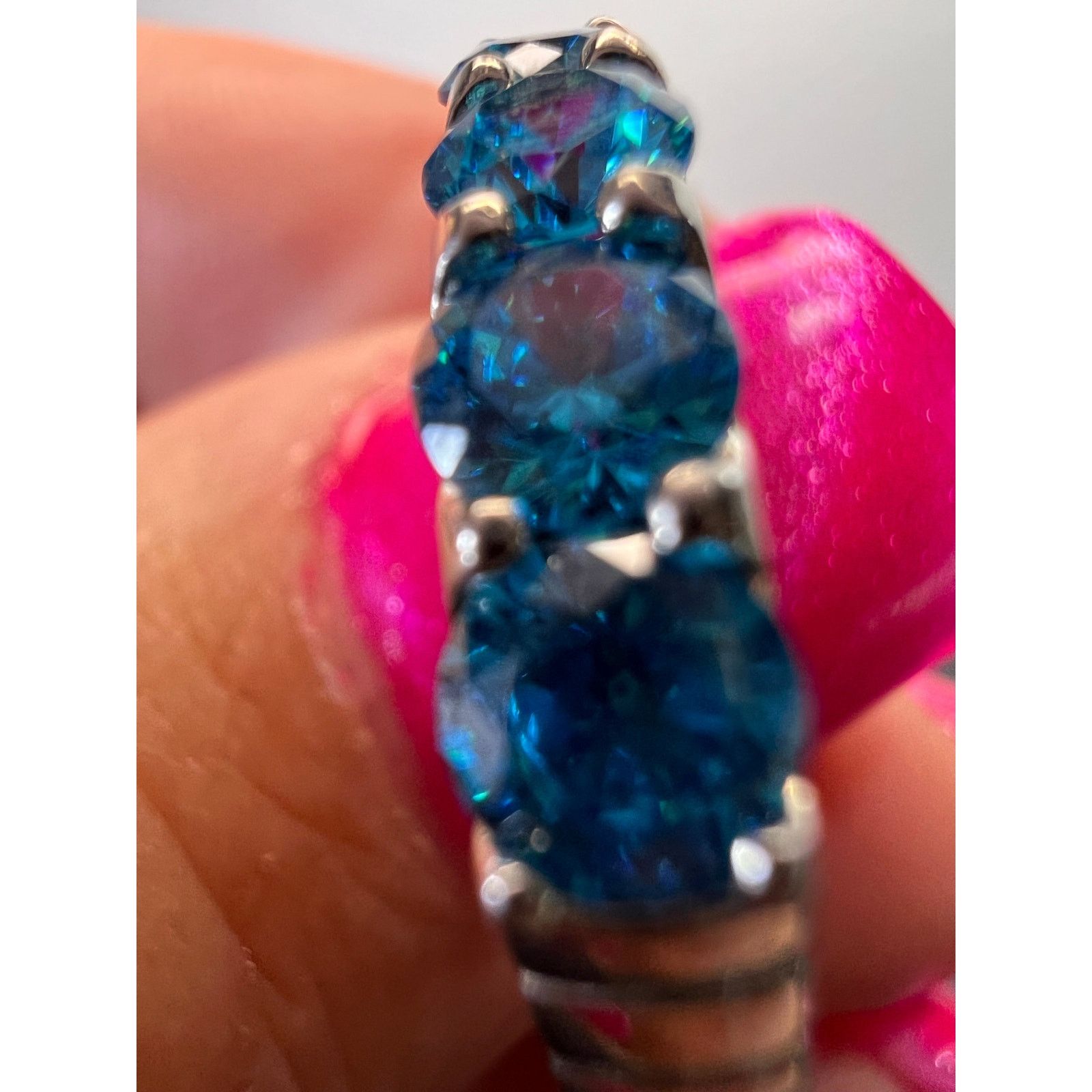 Other 5 stone blue CZ rhodium over Sterling silver ring size 9 Size ONE SIZE - 8 Thumbnail