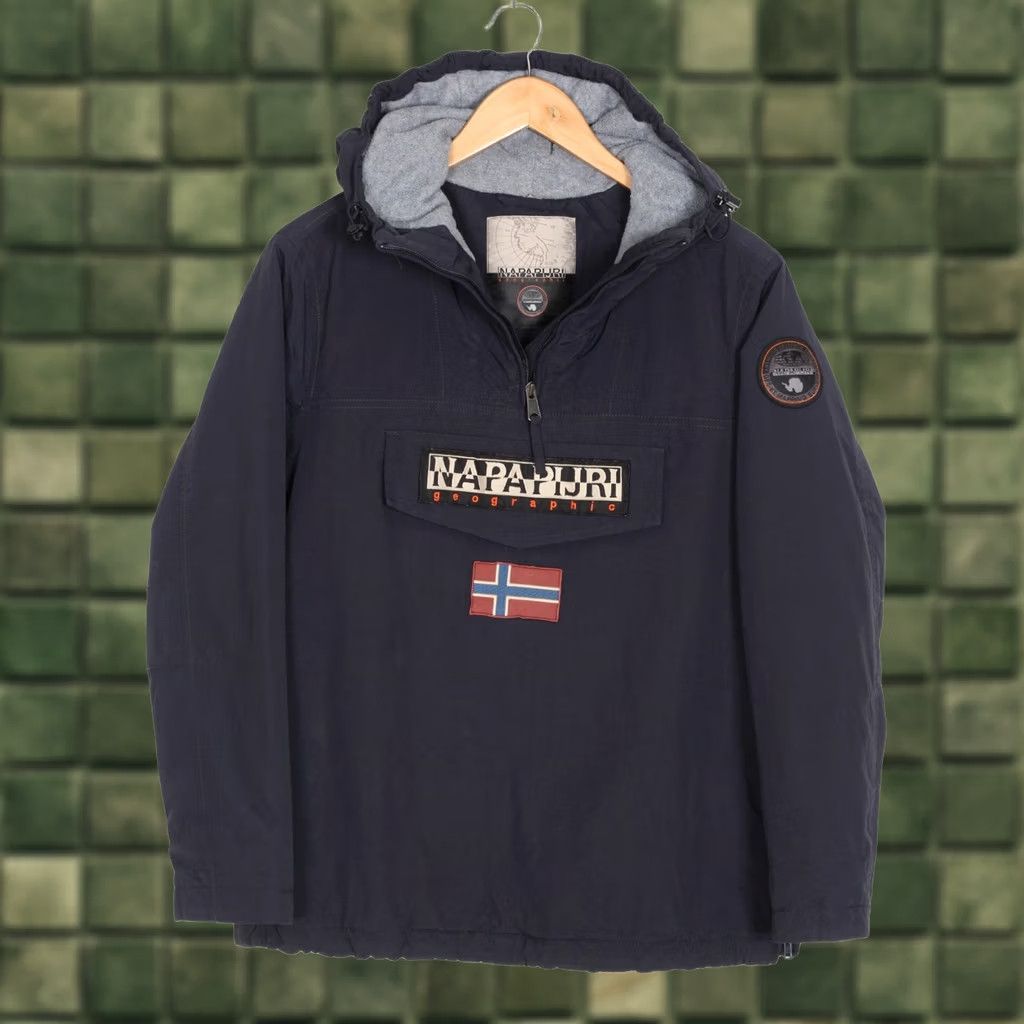 Napapijri NAPAPIJRI Rainforest Hooded Anorak Jacket Men Size M Blue Designer Ski Winter Size US M / EU 48-50 / 2 - 1 Thumbnail