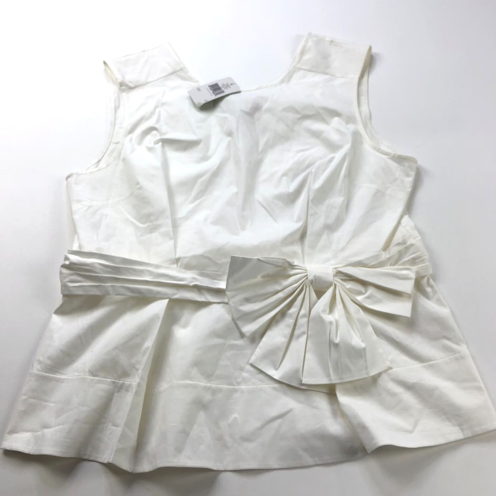 Vintage Kate Spade NEW White Blouse Top Pullover Bow Tie Peplum 16 Stained PLS READ Size L / US 10 / IT 46 - 4 Thumbnail