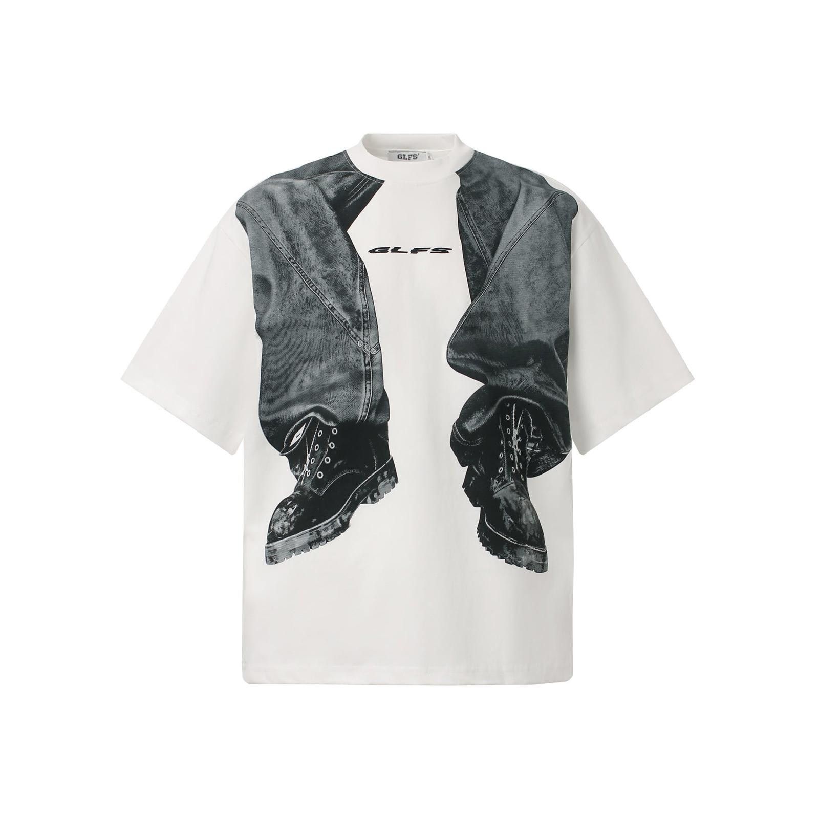 Other White Graphic Oversized T-Shirt with Printed Jeans Design Size US L / EU 52-54 / 3 - 1 Thumbnail
