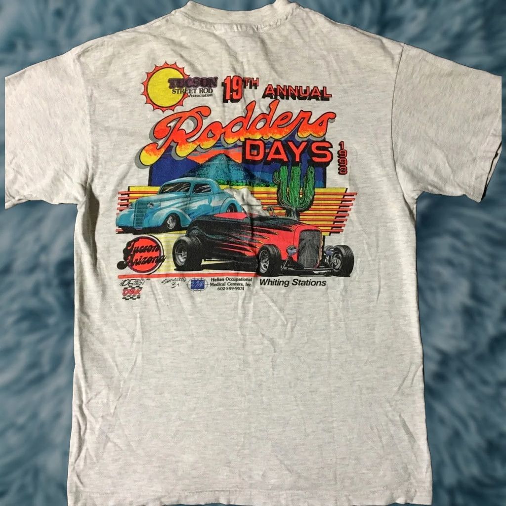 Vintage VINTAGE 90s Tucson Rodder Days Faded Distress Shirt M Gray Nike? Size US M / EU 48-50 / 2 - 1 Thumbnail