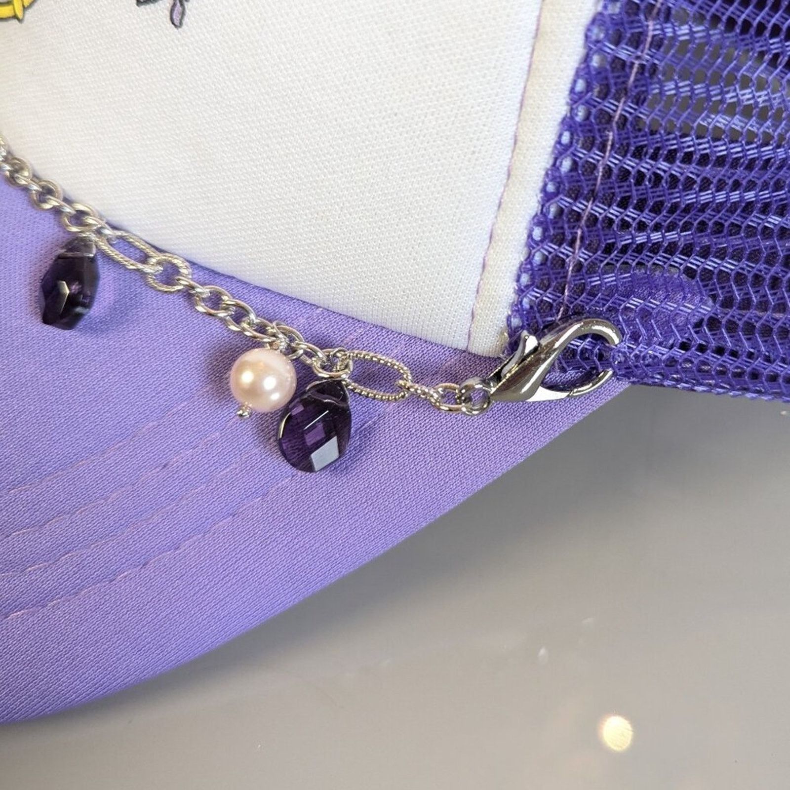 Other Upcycled Jewelry Charm Chain Purple Adjustable Trucker Hat Size ONE SIZE - 7 Thumbnail