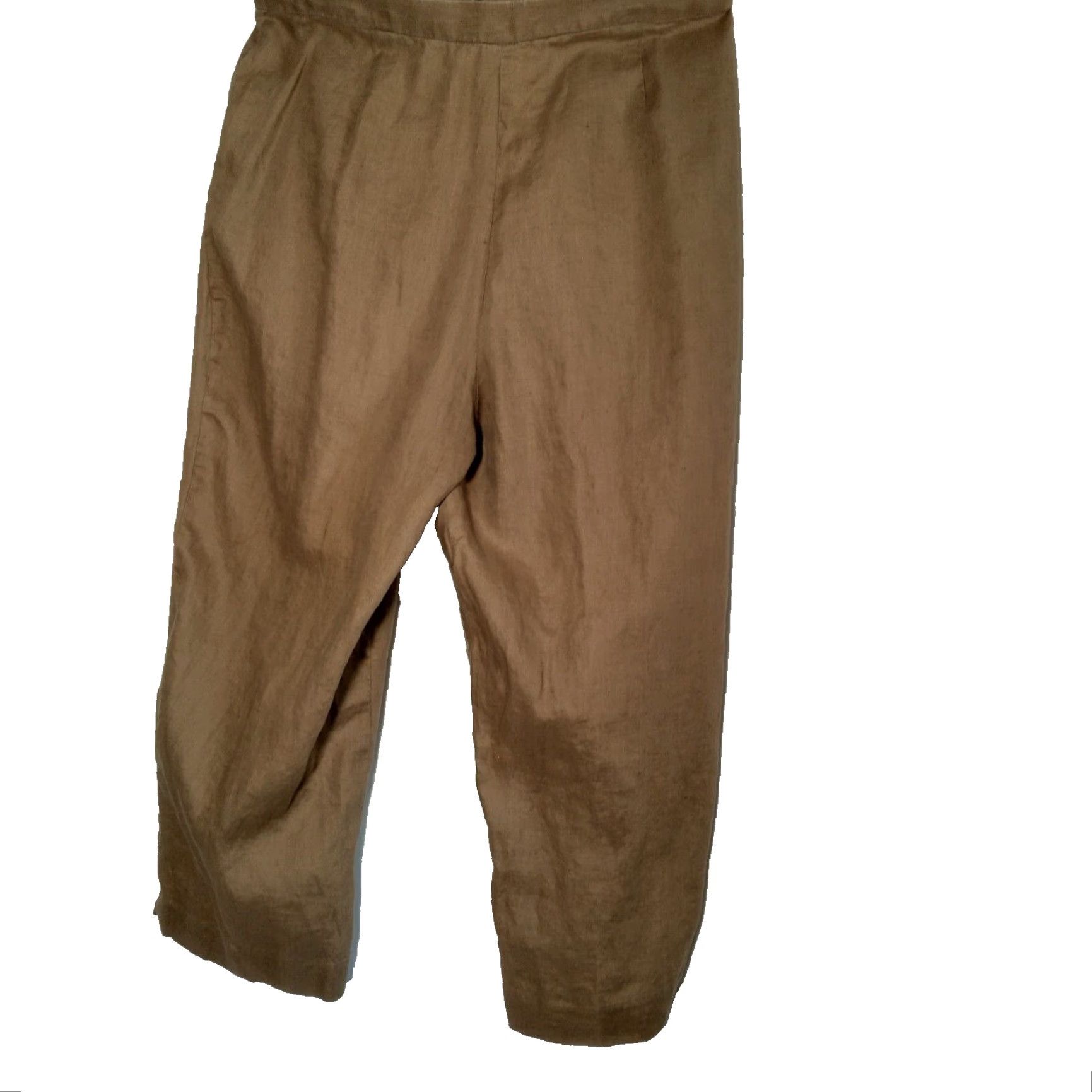 J Brand VINTAGE R Brand Linen Pants Womens Size 12 Cropped Pleated Beige Classic Lagenlook Size 34" / US 12 / IT 48 - 2 Thumbnail