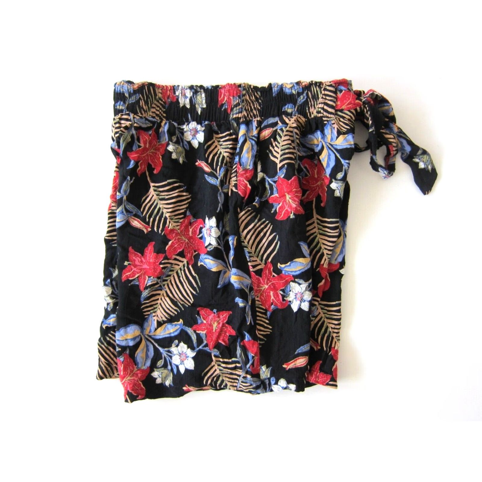 Vintage Angie 100% Rayon Black Blue Red Pink Floral Pocket High Rise Waist Short Small Women XS-Size? Size 28" / US 6 / IT 42 - 6 Thumbnail