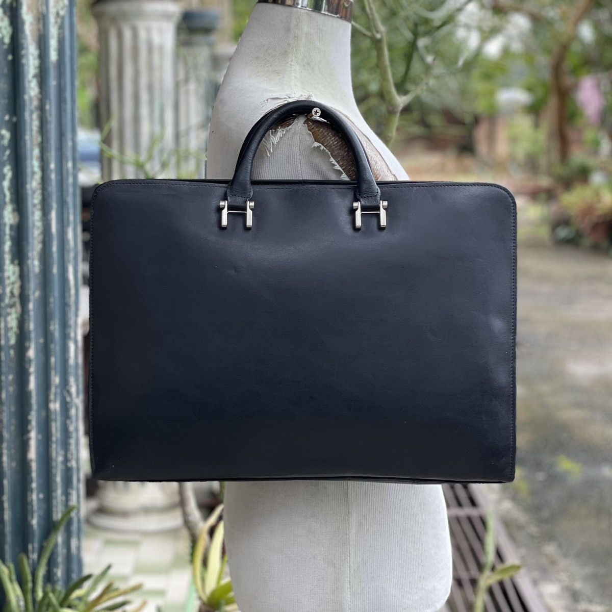 Leather × Pierre Cardin Vintage Pierre Cardin Black Leather Briefcase/Office Bag Size ONE SIZE - 5 Thumbnail