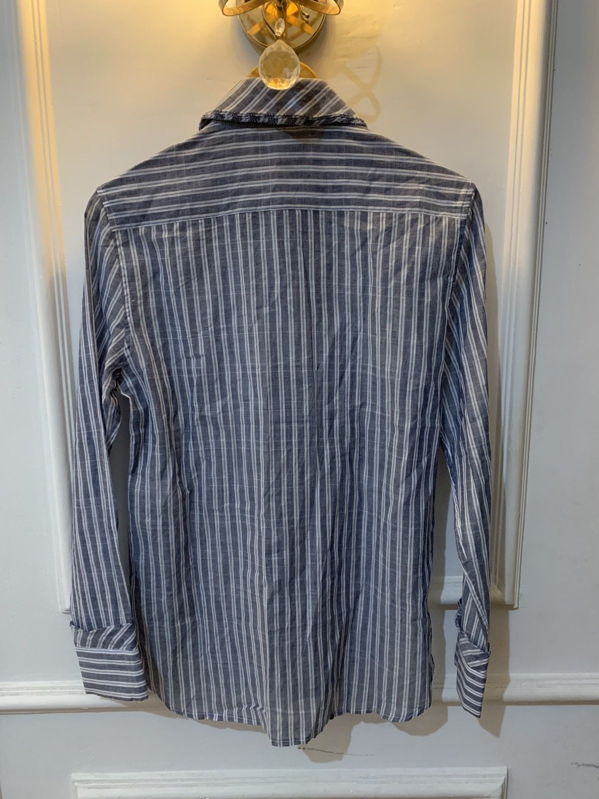 Yohji Yamamoto Yohji Yamamoto • Semi-Sheer Striped Shirt Asymmetric Collar Size US S / EU 44-46 / 1 - 4 Thumbnail