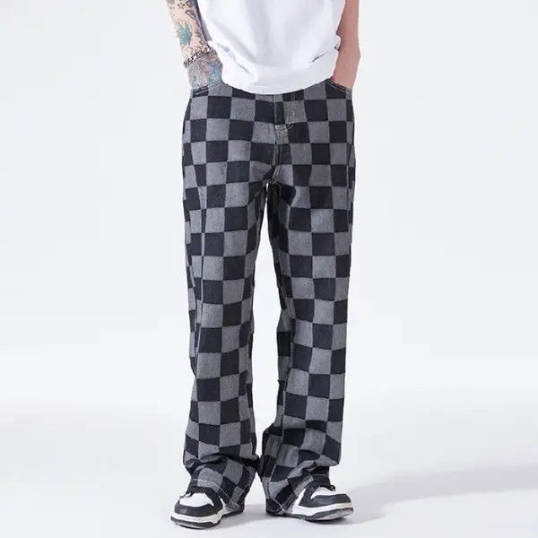 VIBE Check Pattern Graphic Distressed Jeans Size US 28 / EU 44 - 1 Thumbnail