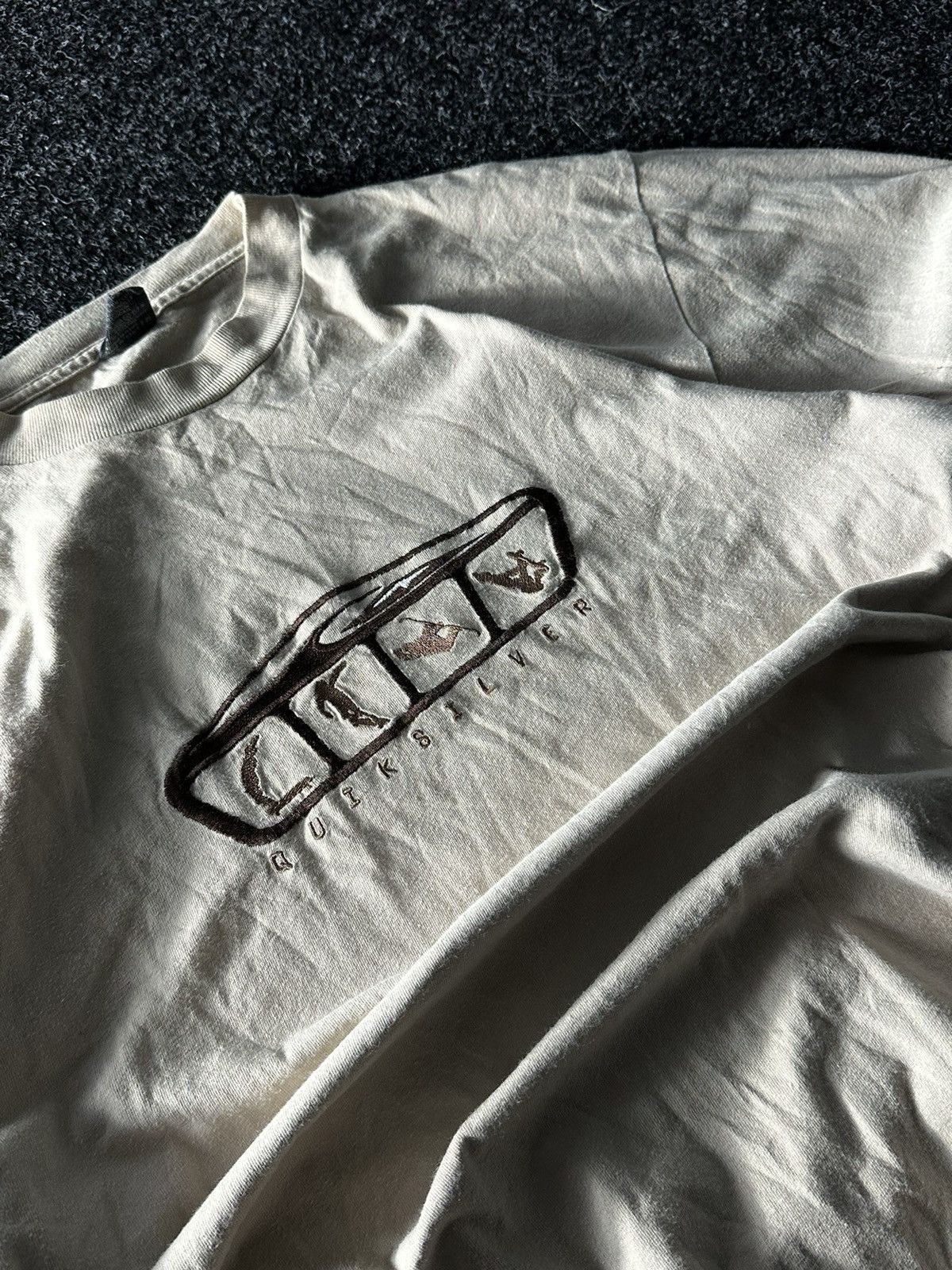 Quiksilver × Vintage 🚨Vintage 80s Big Logo QUIKSILVER Beige longsleeve Y2K Size US L / EU 52-54 / 3 - 4 Thumbnail