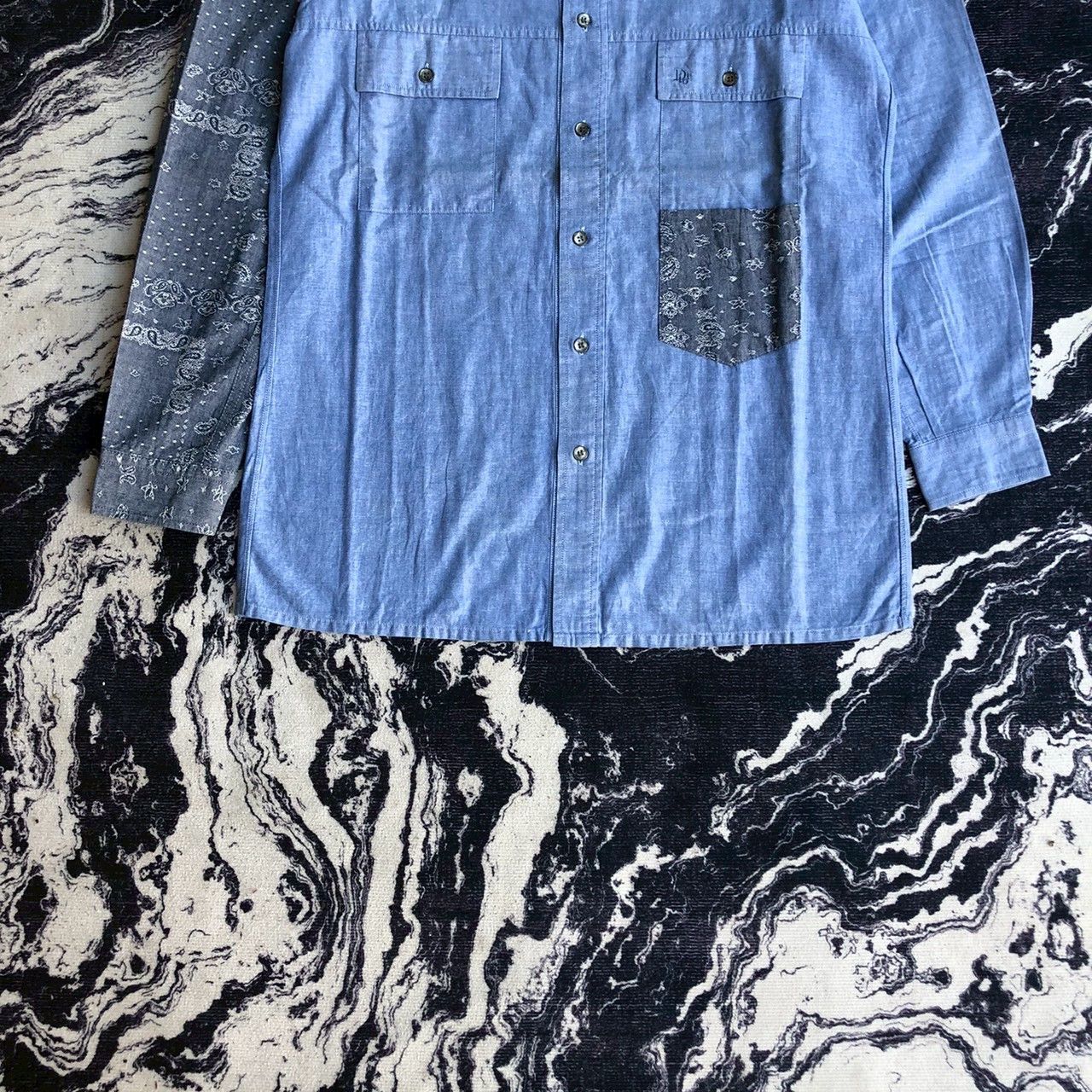 Christian Dior Monsieur Vintage Christian Dior Monsieur Chambray Paisley Pocket Size US M / EU 48-50 / 2 - 4 Thumbnail