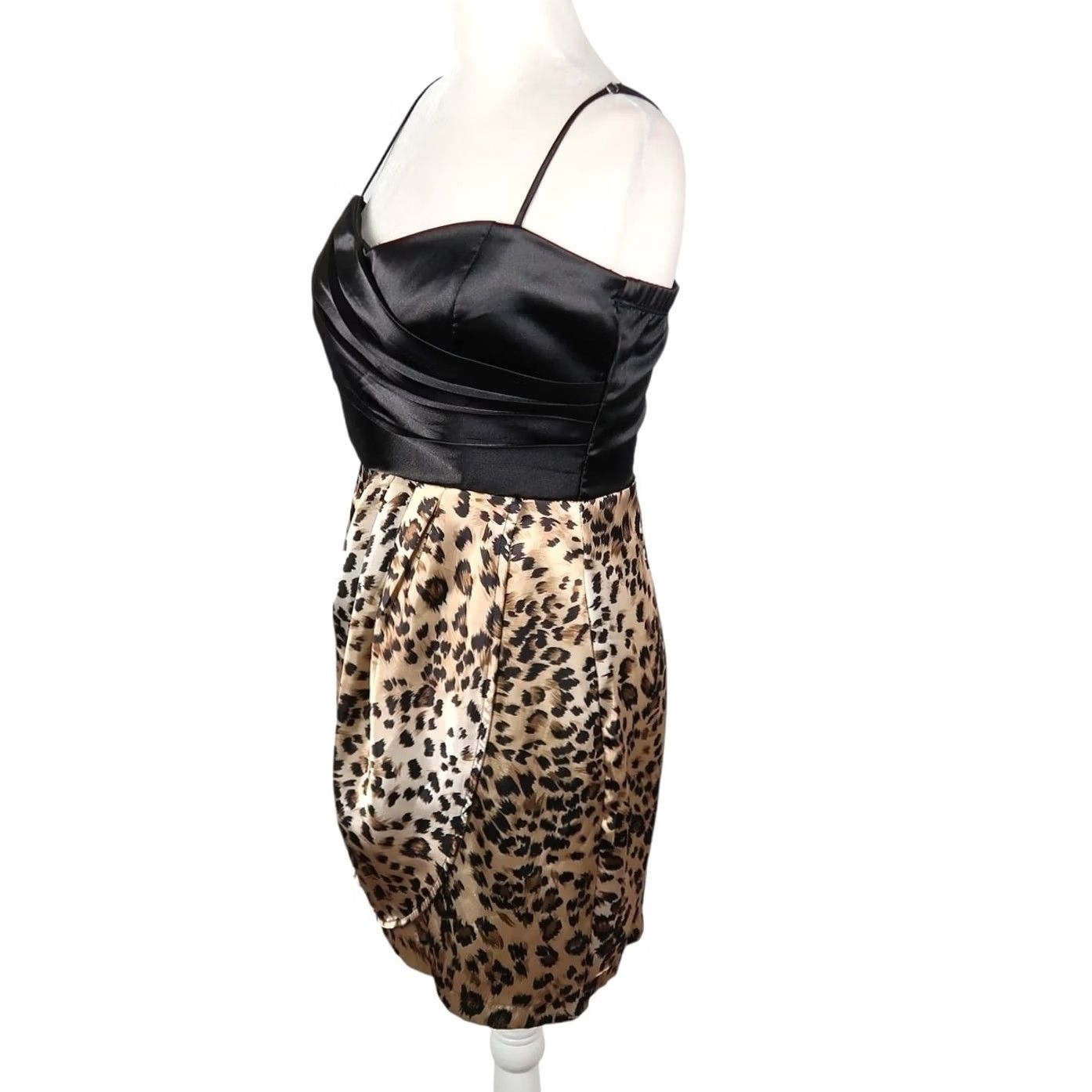 Vintage VINTAGE Speechless Black Leopard Satin Mini Party Dress 9 Women Satin Polyester Sleeveless Sweetheart Zip 90s Party/Cocktail Girls/Boys Womens Size M / US 6-8 / IT 42-44 - 3 Thumbnail