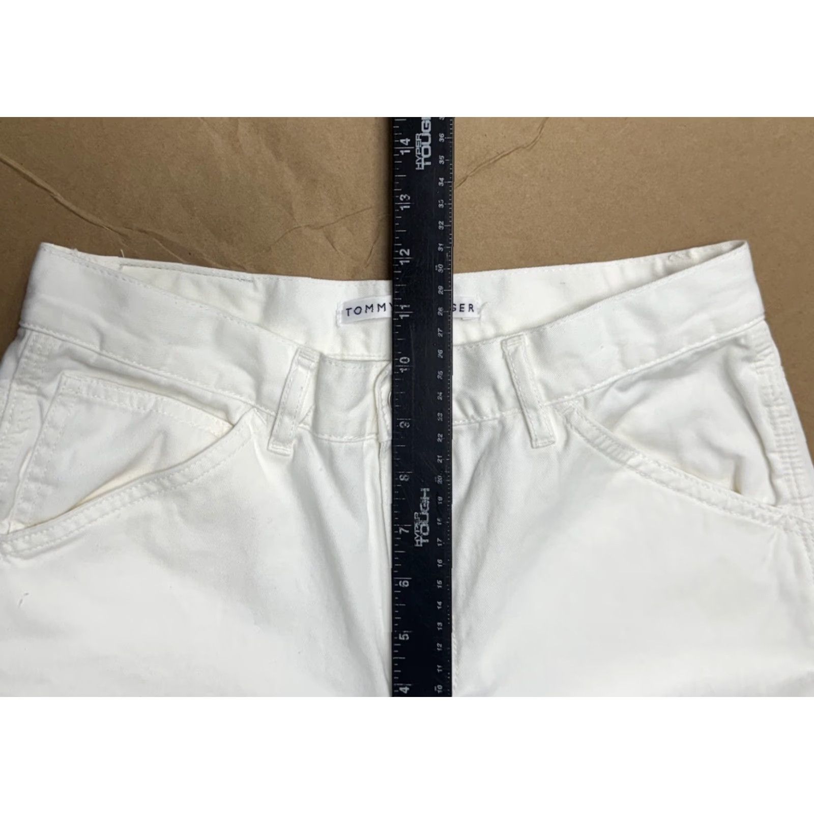 Tommy Hilfiger VINTAGE Tommy Hilfiger Pants Women's Capri Cropped White 90s Retro Logo Zipper Button Cotton Canvas Regular Straight Mid Rise 4 Womens Size 27" / US 4 / IT 40 - 5 Thumbnail