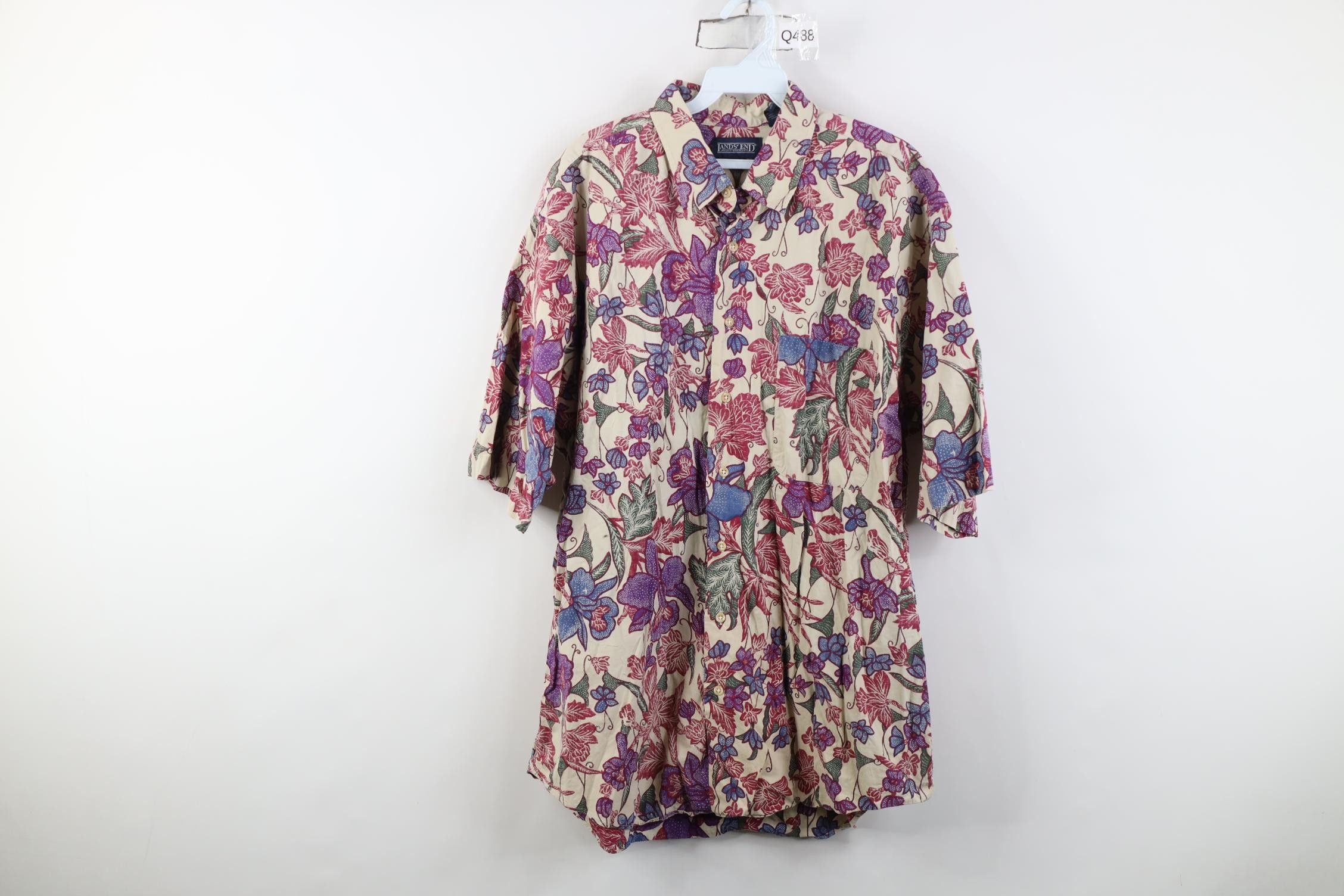 Lands' End Vintage 90s Lands End Short Sleeve Collared Button Shirt USA Size US XL / EU 56 / 4 - 1 Thumbnail
