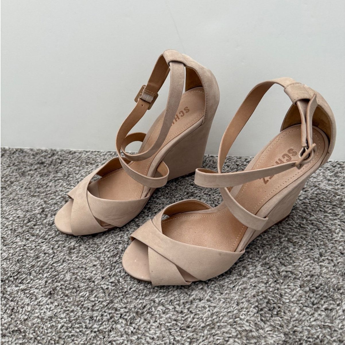 SCHUTZ Schutz Wedge Strappy Sandals Beige Nubuck Size 8 Size US 8 / IT 38 - 15 Thumbnail