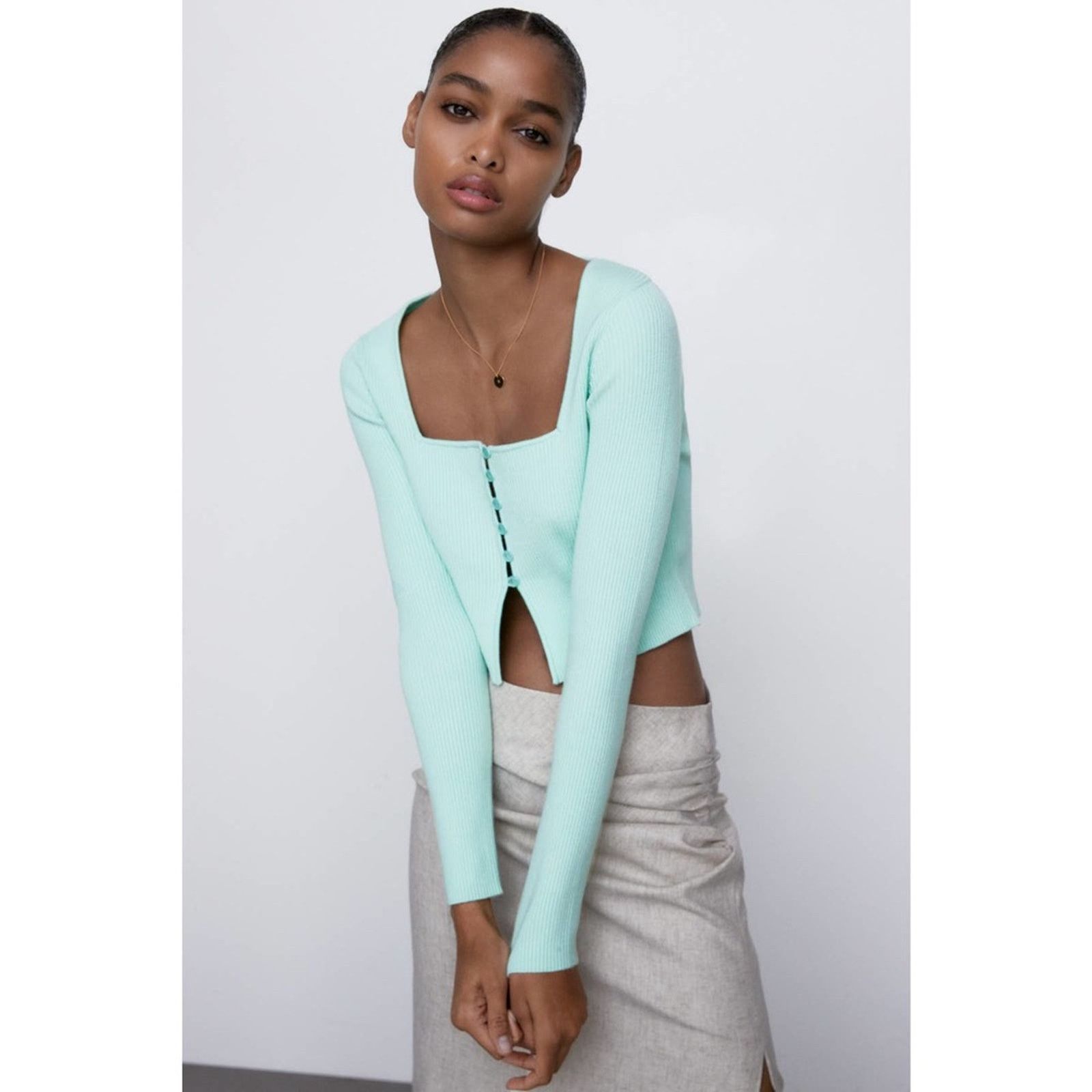 Zara ZARA BLOGGER FAVORITE KNIT CROPPED JACKET Size XL / US 12-14 / IT 48-50 - 8 Thumbnail