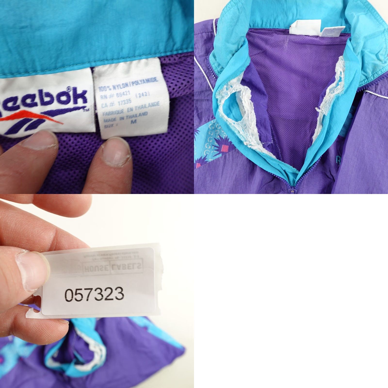 Reebok VINTAGE Reebok Windbreaker Jacket Womens Medium Purple Geometric 90s Sports Outdoor Lightweight ZIP Size M / US 6-8 / IT 42-44 - 8 Thumbnail