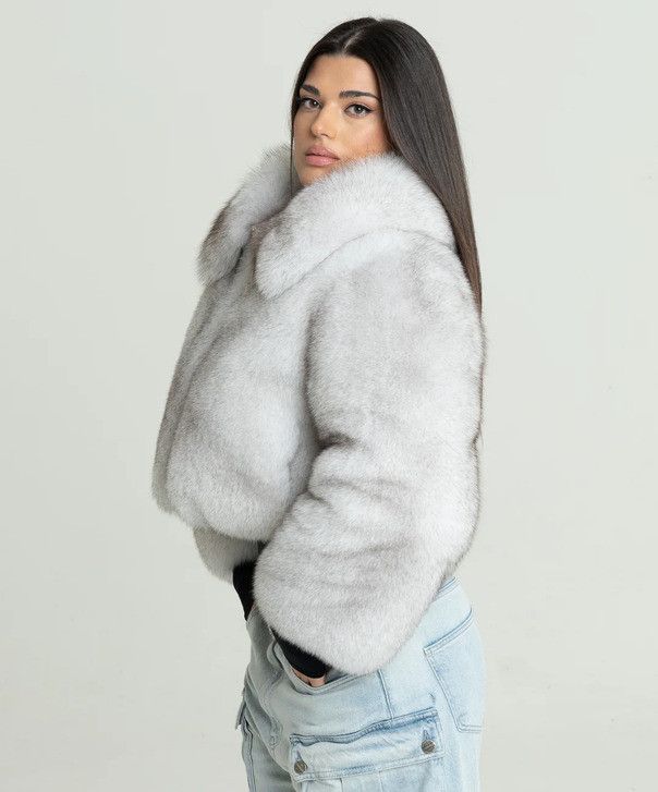 Other Women’s Cropped Natural Blue Fox Fur Jacket Size L / US 10 / IT 46 - 2 Thumbnail