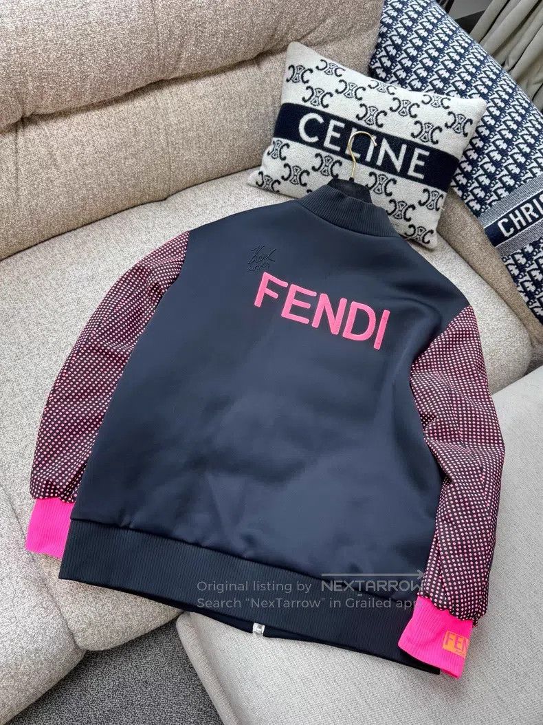 Fendi Fendi Black Cotton-padded Coat with Fluorescent Pink Monst Size XS / US 0-2 / IT 36-38 - 9 Thumbnail