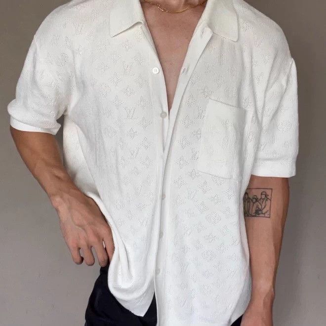 Louis Vuitton Louis Vuitton 25 white allover-print cutout shirt Size US L / EU 52-54 / 3 - 7 Thumbnail