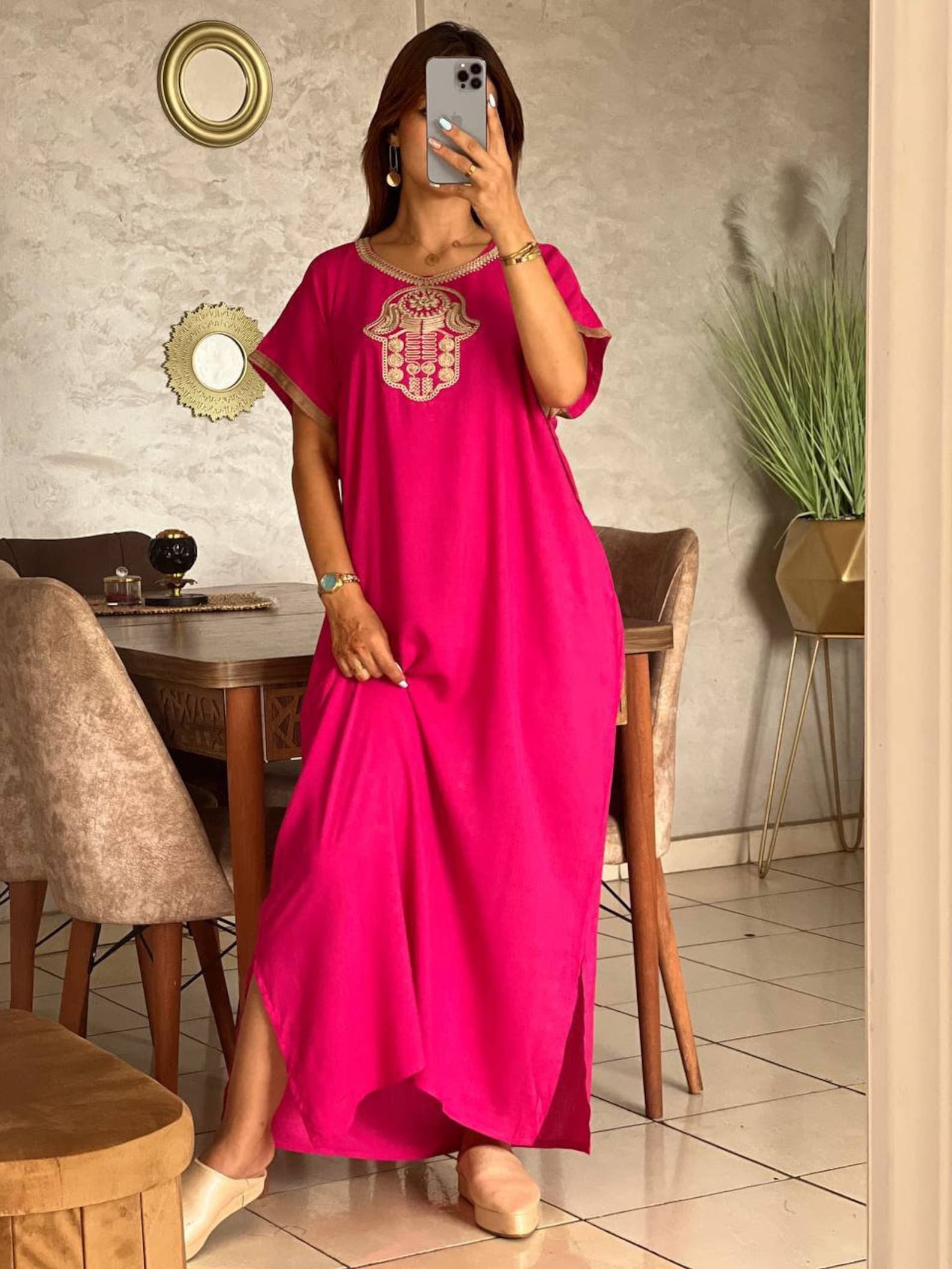strapless open back dress Luxury Moroccan Kaftan – Blush Pink main image 0