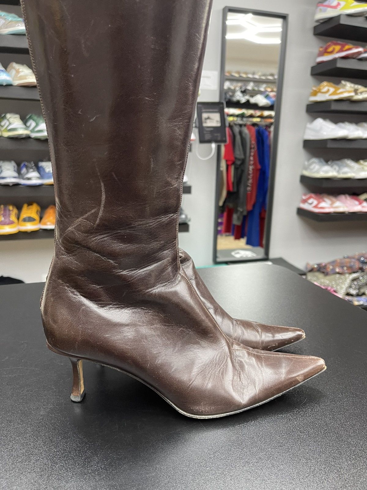 Jimmy Choo Size 7.5w - Jimmy Choo Women’s High Top Leather Heels Size US 7.5 / IT 37.5 - 3 Thumbnail