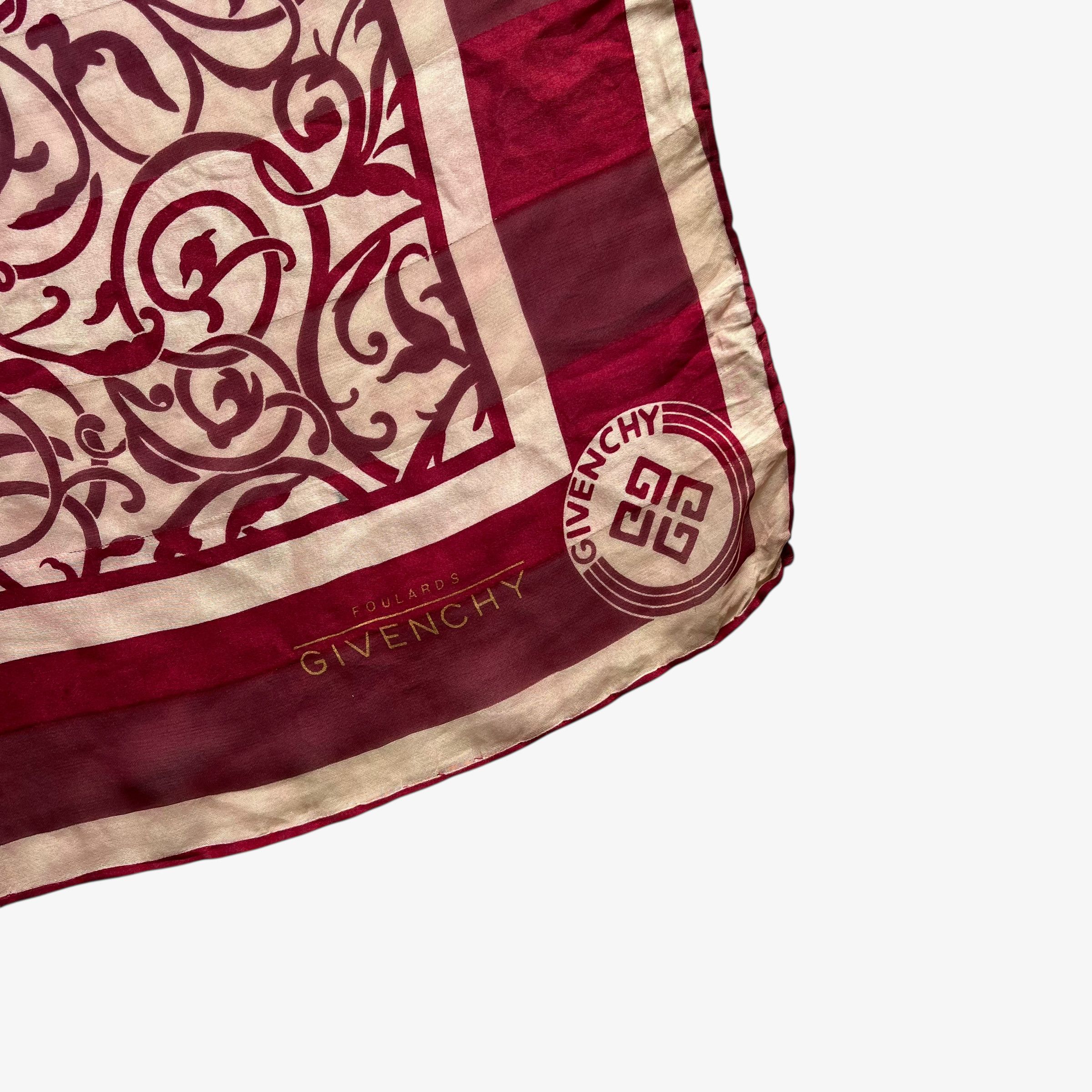 Givenchy Vintage 80s Givenchy Abstract Floral Print Red Silk Scarf Size ONE SIZE - 3 Thumbnail
