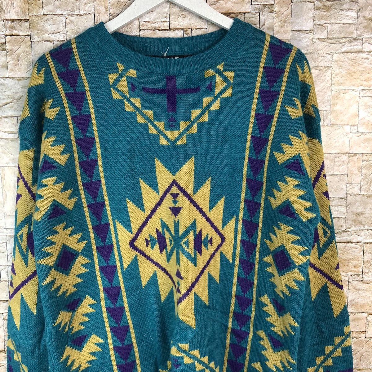 Japanese Brand Anap navajo art Blue sweatshirt Knitwear #A1092 Size US L / EU 52-54 / 3 - 5 Thumbnail