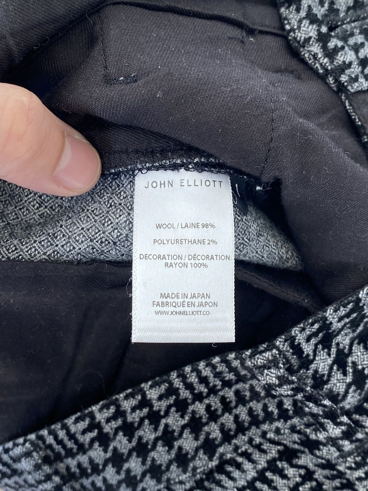 John Elliott John Elliot Wide Tuck Pants / Houndstooth Charcoal Sz 1 Size US 29 - 4 Thumbnail