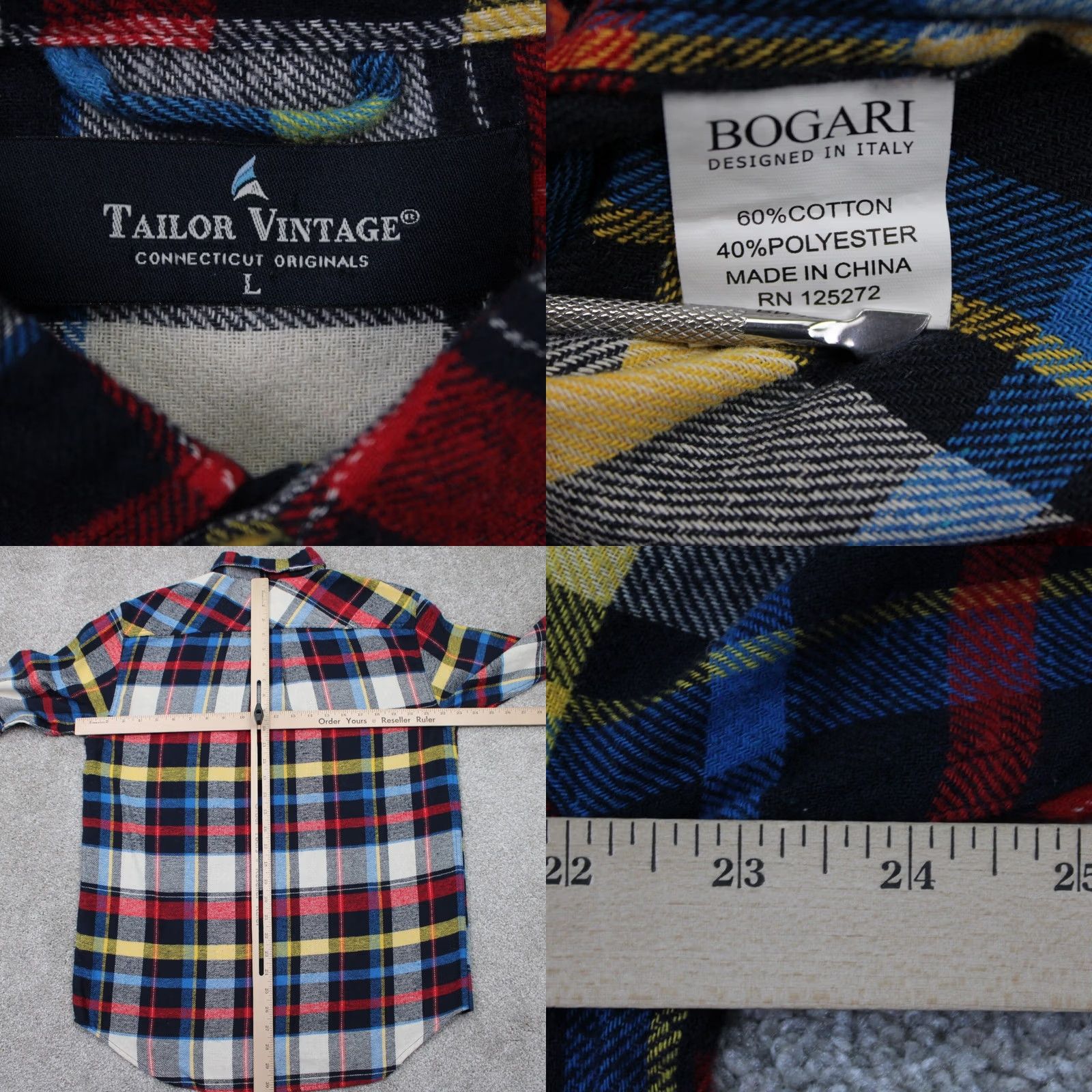 Vintage TAILOR VINTAGE Button-Up Shirt Mens XL Red Plaid Cotton Long Sleeve Button-Front Size US XL / EU 56 / 4 - 8 Thumbnail