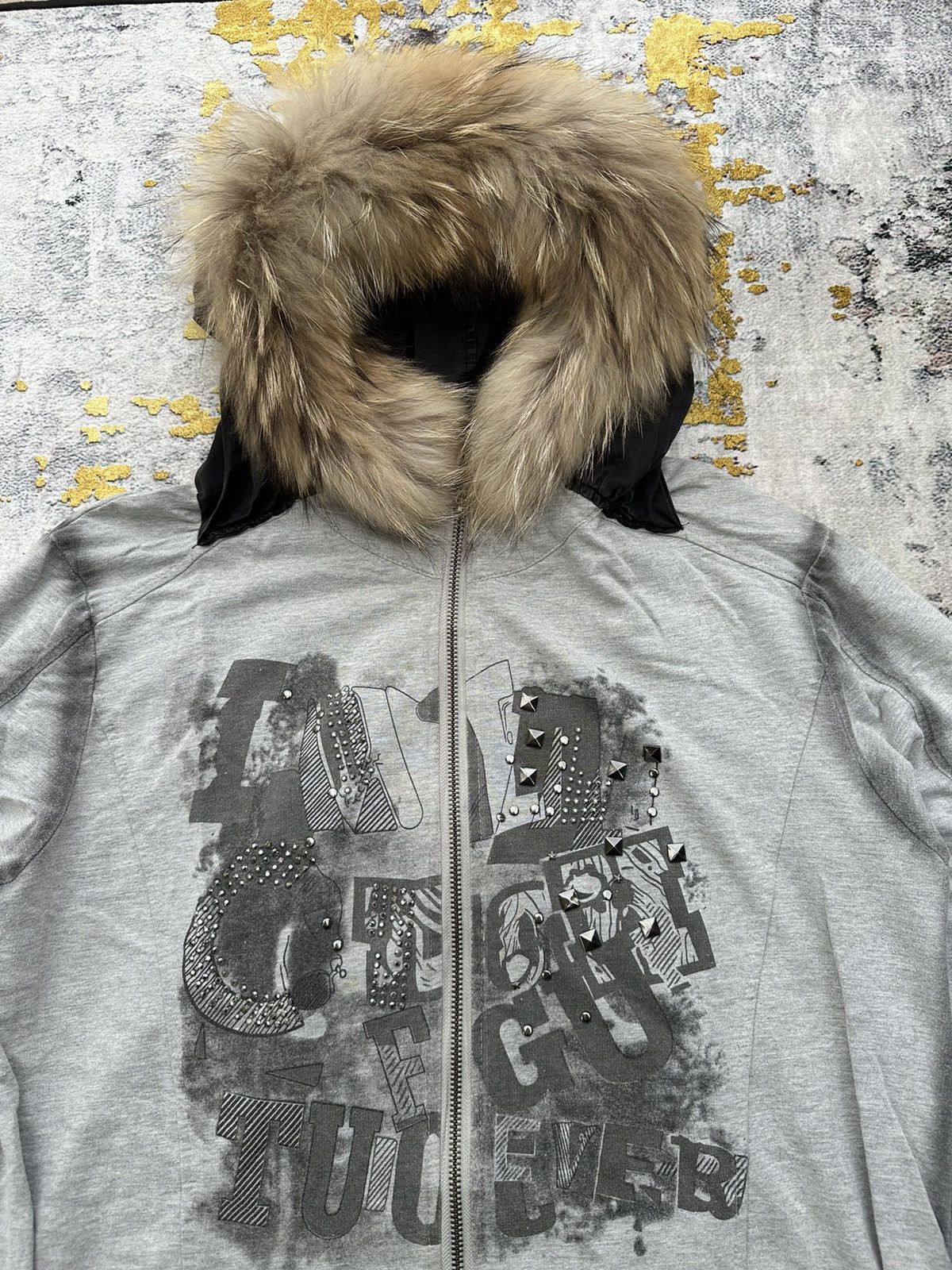 Le Grande Bleu (L.G.B.) STUDDED GOTHIC FUR ZIP HOODIE IF SIX WAS NINE LGB STYLE Size US L / EU 52-54 / 3 - 2 Thumbnail