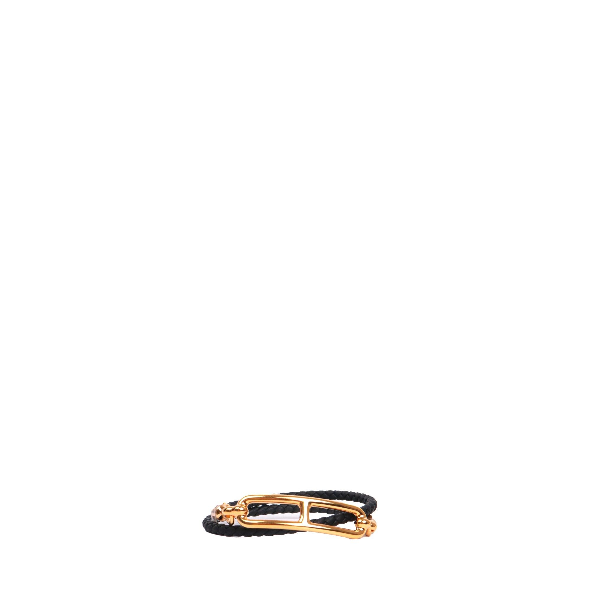 Hermes HERMÈS - Hermes Roulis double tour bracelet in black braided leather (T1) Size ONE SIZE - 1 Thumbnail
