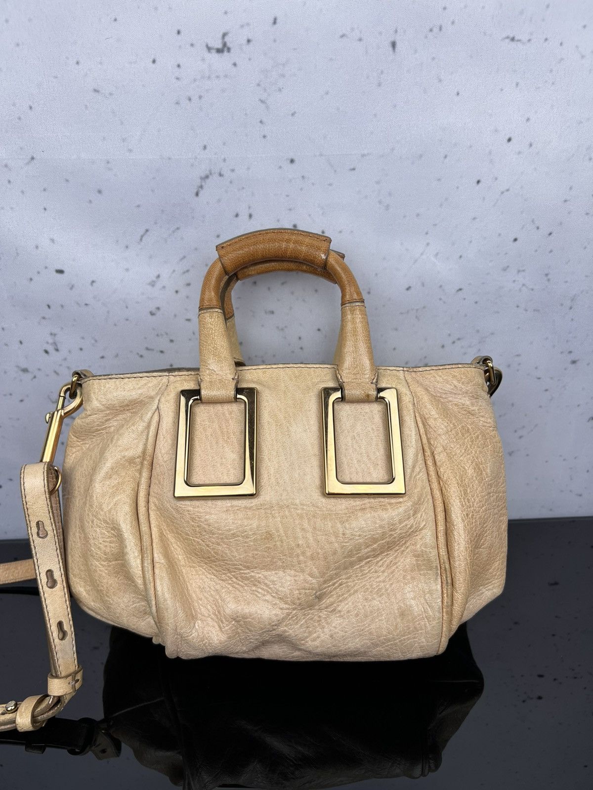 Chloe Authentic Chloé Ethel Small Satchel Bag Tan Lambskin Leather Size ONE SIZE - 3 Thumbnail