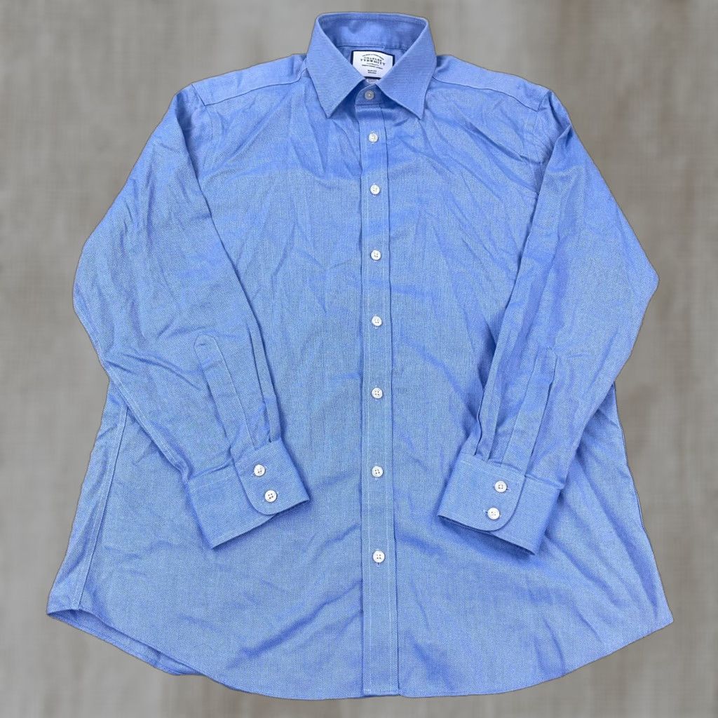 Charles Tyrwhitt Charles Tyrwhitt Shirt Men 16.5 33 Blue Button Up Slim Fit Oxford Cloth Dress L Size 42R - 1 Thumbnail