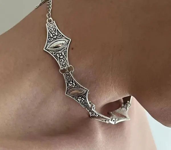 Jewelry Silver Ornate Vintage Style Choker Necklace Size ONE SIZE - 2 Thumbnail