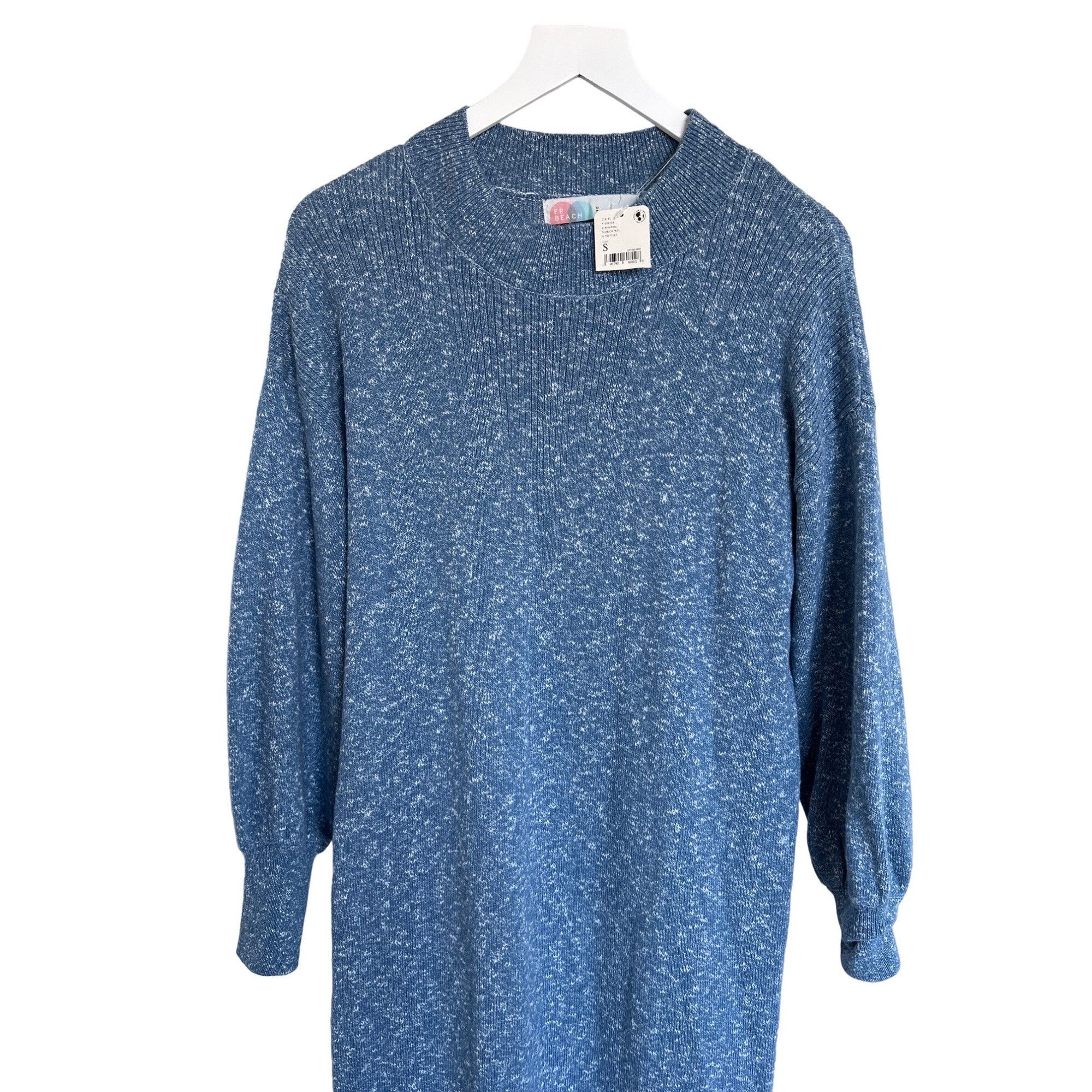 Free People Free People Beach Marled Blue Mock Neck Midi Sweater Dress Size S / US 4 / IT 40 - 3 Thumbnail