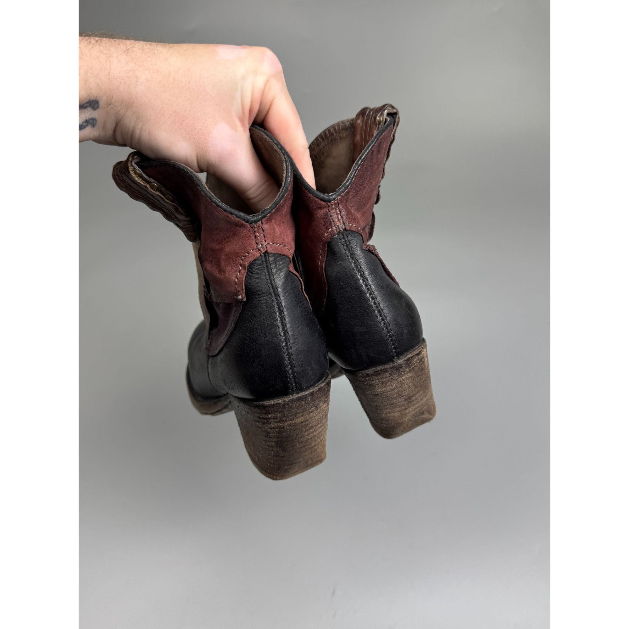 A.S.98 A.S.98 Airstep Leather Ankle Western Patchwork Boots (YG027) Size US 7 / IT 37 - 6 Thumbnail